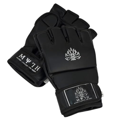 Myth MMA Gloves Grappling Sparring, MMA Gloves for Men & Women, Martial Arts Bag Gloves, Kickboxing Gloves with Open Palms, PU Leather MMA Gloves