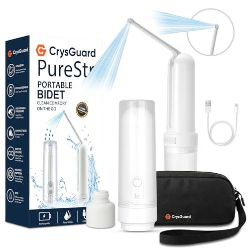 ( 180ml ) PureStream Portable Bidet for Travel – USB-C Rechargeable Handheld Sprayer with Bottle Adapter, 180° Foldable Nozzle, Adjustable Pressure Modes, Waterproof, for Men and Women (White) - color: White, size: 180ml