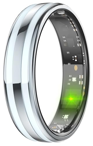 Smart Ring for Men Women Fitness Tracker Ring with Sleep Monitor Heart Rate Tracking Gesture Control Activity Tracker Health Ring Ceramic Metal Smart Ring Gift for Couples Waterproof Ultra-Thin 6.3mm - color: Silver, size: #7(2.17 inch)