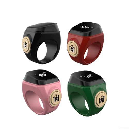 Smart Zikr-Ring, Rechargeable Electronic Digital Tasbih Counter Rings, Waterproof, 3 Sizes Finger Counter for Muslims, Prayer, Reminder(18mm Black) - color: Black, size: 18mm