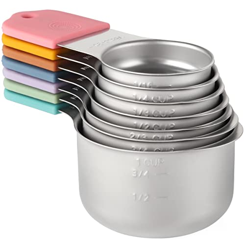 Magnetic Measuring Cups Set of 7 Stainless Steel Magnetic Measuring Cups | Heavy Duty Measuring Cup for Dry & Liquid Ingredients (color) - color: color