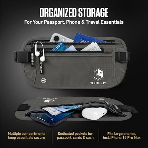VENTURE 4TH Travel Money Belt with 7 RFID Sleeves - Gray - color: Gray