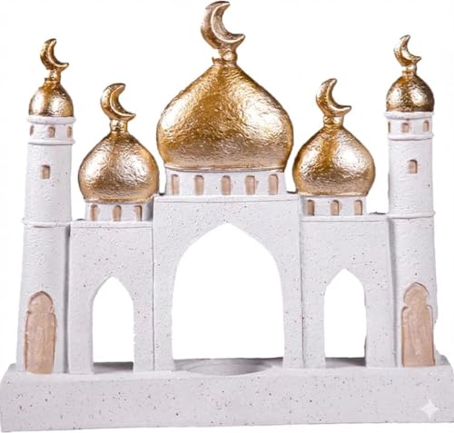 Hebdids Ramadan Eid Home Decorations for Home 2025 Gold and White Mosque Tower Islamic Eid Mubarak decore - style: Modern