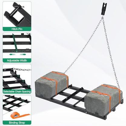 Drag Harrow Driveway Grader 4 FT with 4 FT Chain | Driveway Drag for Gravel, Tow Behind Lawn Rake for ATV, UTV, Tractor, Land Leveler for Gravel, Sand, Soil - size: 4 FT