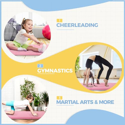 Outroad 6/8/10' Foldable Gymnastics Gym Exercise Aerobics Mat, PU Leather Tumbling Mat with Hook & Loop Fastener for Stretching Yoga Cheerleading Martial Arts - Versatile Fitness Mat for Home Workout - color: Pink 3 folding mat 6' x 2' x 2"