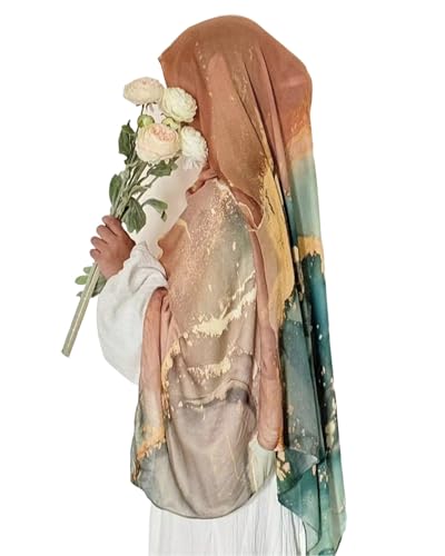 ZGMYC Watercolour Floral Printed Hijab Scarf for Women Soft Modal Cotton Instant Hijab Head Wraps Shawls Long Scarves - color: Color 30