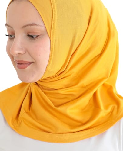 Prien Sport Instant Hijab For Women, Muslim Cotton Turban, Soft Head Scarf, Ready To Wear Hijabs Prayer Clothes, Islamic Wear - color: Deep Yellow