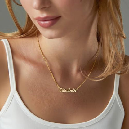 DayOfShe Custom Tiny Name Necklaces for Wedding Bridesmaid Gifts Best Friend Birthday Gifts, 18K Gold Plated Dainty Name Necklace Personalized Christmas Jewelry Gifts - color: Sparkle Twist Chain