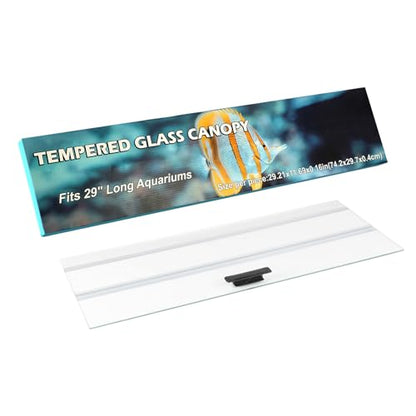 29.21x11.69 x0.16in Clear Tempered Glass Canopy,Aquarium Fish Tank Hoods FITS for Most 20Long/29 Gallon Fish Tanks (Aqueon, Marine Land & Perfecto) - size: 1PCS-29.21x11.69in