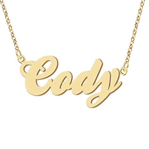 Name Necklace Personalized Engraved Name Pendant for Womens Friends - style: Cody - Gold