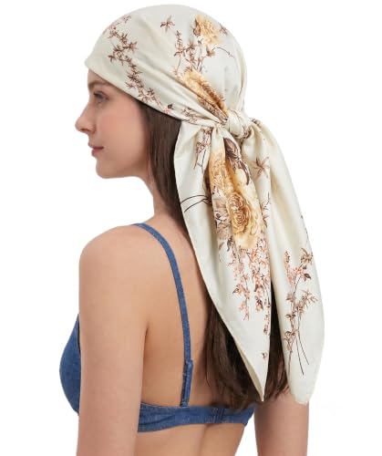 YOUR SMILE Silk Like Scarf Women's Fashion Pattern Large Square Satin Headscarf Headdress - color: 109