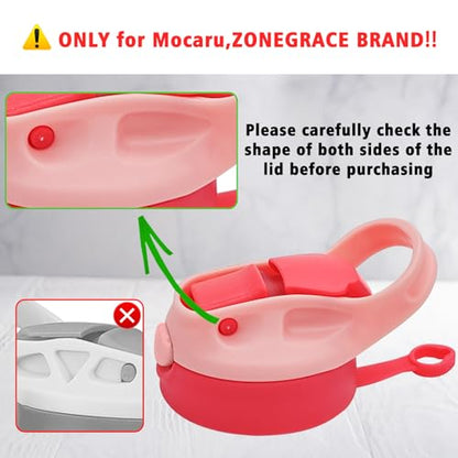 12oz Replacement Lid with 2 Straw for Kid Tumbler,Leak-Proof and Spill-Proof Straw Lids for ZONEGRACE Mocaru,BPA Free,Inner Diameter2.4IN (Pink, 1 Pack) - color: Pink