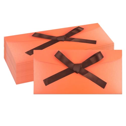 20 Pack Gift Card Envelopeswith Bow Tie Closure 8.66 x 4.33 Inch - color: Orange