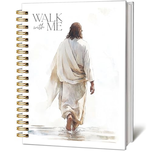 Jesus Bible Journal Notebook - Christian Gifts for Women, Hardcover Inspirational Walks with Me Bible Verse Note Book for Church Notting Scripture Study Stationery Supplies Religions Gift - color: Jesus Walks With Me