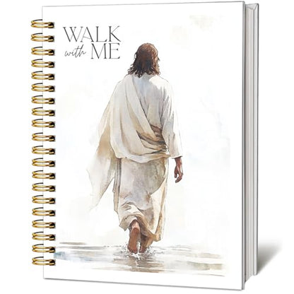 Jesus Bible Journal Notebook - Christian Gifts for Women, Hardcover Inspirational Walks with Me Bible Verse Note Book for Church Notting Scripture Study Stationery Supplies Religions Gift - color: Jesus Walks With Me