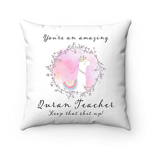 DesiDD Funny Quran Teacher Throw Pillow Gifts - 18x18 - You're Amazing Boss Manager Coworker Male Female Men Women - Cover with Insert - Case and Stuffing with Zipper