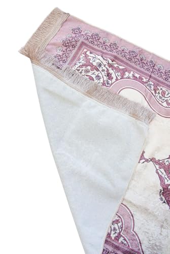 ihvan online Muslim Prayer Rug with Portable Elegant Fabric Bag, Janamaz, Sajadah, Soft Islamic Prayers Rug, Islamic Gifts for Eid Ramadan, Travel Prayer Carpet Mat, Fuchsia - color: Fuchsia