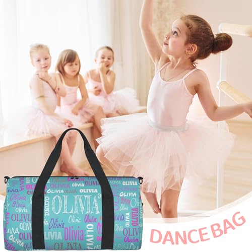 Custom Name Overnight Duffel Cheerleaders Bag, Small, Sea Blue Color | Personalized Glitters Sport Gym Travel Weekender Bags, 17.91" x 8.07" x 9.65" - color: Lake Blue