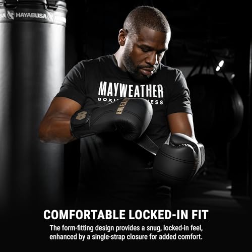 Hayabusa Mayweather Contender Boxing Gloves for Men and Women - color: Black/Gold, size: 10oz