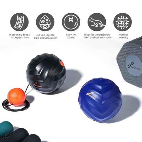Sportneer Massage Lacrosse Ball with String, Deep Tissue Massager for Back Myofascial Release, Shoulder Trigger Point Therapy & Foot Plantar Fasciitis, Full Body Relaxation, Greasy Black - color: Greasy Black