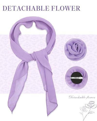 Chiffon Scarf for Women, Removable Flower Neck Scarf Light Soft Fashion Rose Scarves Versatile Headband or Hair Band - color: Light Purple
