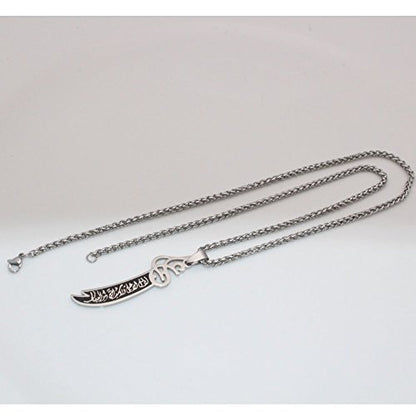 ZKDC Islam muslim Zulfiqar Sword of Imam Ali stainless steel 60 cm chain necklace jewelry