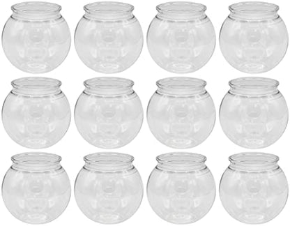 Creative Hobbies® 16 oz Clear Plastic Fish Bowls - 4 Inch (100 mm) Shatterproof Ivy Bowls for Carnival Games, Drinks, Candy & More - Pack of 12 - size: 4" H × 3¾" D with a 2½" neck