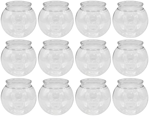 Creative Hobbies® 16 oz Clear Plastic Fish Bowls - 4 Inch (100 mm) Shatterproof Ivy Bowls for Carnival Games, Drinks, Candy & More - Pack of 12 (Pack of 2) - size: 4" H × 3¾" D with a 2½" neck (Pack of 2)