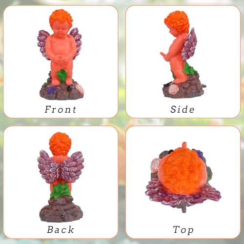 WishLotus Mini Volcano Aquarium Bubbler Decorations, Resin Fish Tank Decorations with Bubble Stone (Angel)