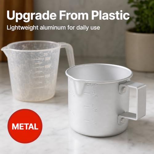 Better Houseware Measuring Cup, 8 oz Metal Measuring Cup with Handle and Pour Lip for liquid with Easy-Read Markings for Cooking and Baking, Kitchen Essential Aluminium - color: Silver