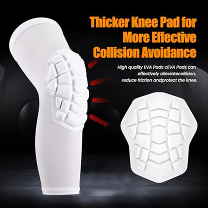 Basketball knee pads, compression leg covers for teenagers and adults, wrestling knee pads, football volleyball, pickleball, weightlifting knee pads (1 white long knee pad, X-Small) - color: White-1, size: X-Small