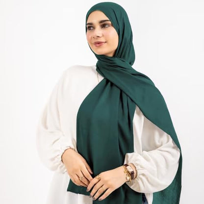 Non-see-through Premium Jersey Maxi Hijab Head Scarf Wrap for Muslim Women - color: Blackish Green