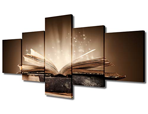 Holy Quran Modern Painting Canvas Wall Art Art Prints - 5 Panel Black and White Art Pictures Print On Canvas Wall Decoration Home and Bathroom Stretched and Framed Ready to Hang - 50"W x 24"H - color: Artwork-20, size: 50 in x 24 in (W x H)