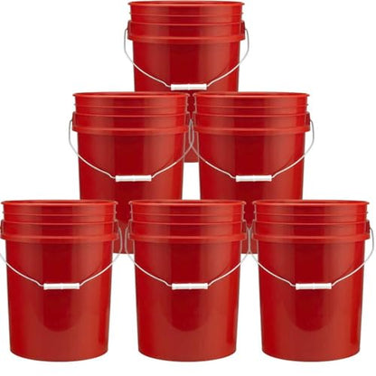 5 Gallon Food Grade Plastic Bucket, Open Head Pail with Handle, 12-3/8 in Diameter x 14-3/4 in Height (Red, 1 Pack) - color: Red, size: 1 Pack