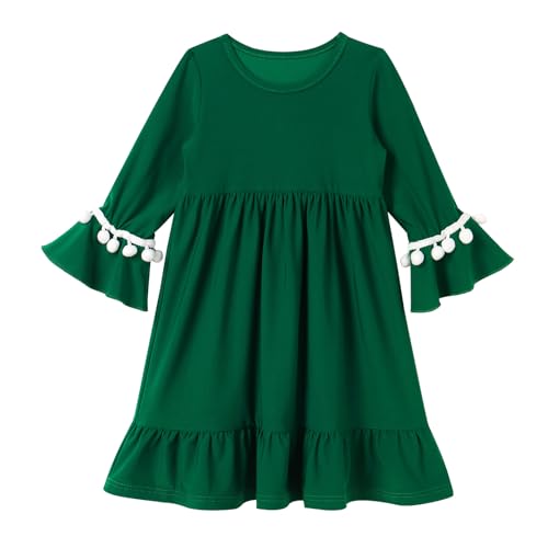 IWEMEK Infant Baby Girl Prayer Dress Kids Muslim Clothes for Toddler Girls Abaya with Hijab Ruffle Islamic Eid Ramadan Outfit - color: Dark Green, size: 0-6 Months