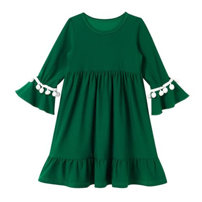 IWEMEK Infant Baby Girl Prayer Dress Kids Muslim Clothes for Toddler Girls Abaya with Hijab Ruffle Islamic Eid Ramadan Outfit - color: Dark Green, size: 6-12 Months