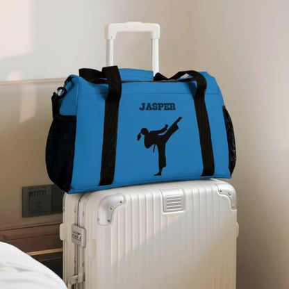 Custom Name Taekwondo Karate Duffle Bag for kids Boy Girls,Personalized Martial Arts Gear Bag,Water-Resistant Sparring Equipment Blue - color: Taekwondo Karate-10