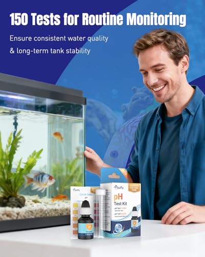 Pawfly Aquarium pH Test Kit, Accurate Fish Tank pH Testing Kit | Easy-to-Read pH Water Test Kit with Test Tube & Color Chart, Aquarium Liquid Test Kit for Freshwater & Saltwater - color: Blue Box Pack
