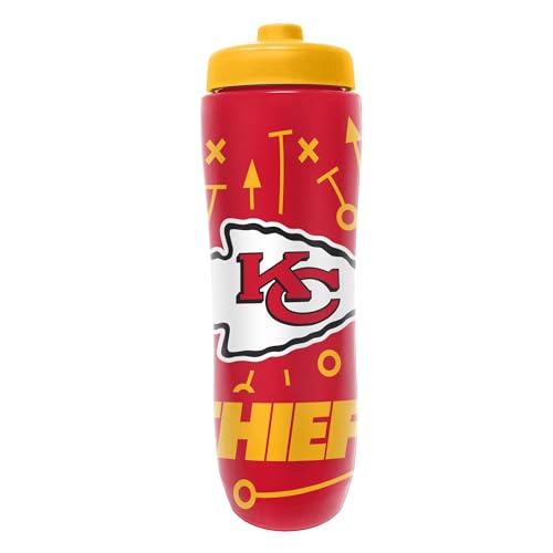 Party Animal NFL Football Squeeze Bottle, 32 oz BPA-Free Sports Water Bottle with Quick Flow for Kids & Adults, Kansas City Chiefs - color: Kansas City Chiefs