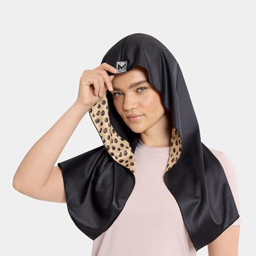 MISSION Cooling Hoodie Towel, Evaporative Cool Technology, Cools Instantly When Wet, UPF 50 Sun Protection, Contours Your Head to Stay in Place, Great for Sports, Fitness, Gym - color: Leopard