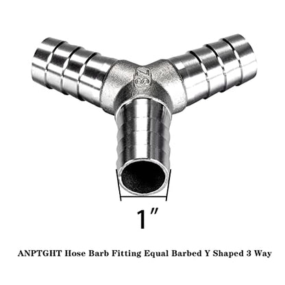 1" Hose Barb Fitting Equal Barbed Y Shaped 3 Way Wye Stainless Steel Tubing Joint Splicer Mender Adapter Union for Oxygen Tubing Pipe Household Fuel Gas Liquid Air with 3pcs Hose Clamps - size: 1 Inch, style: 1 Pcs