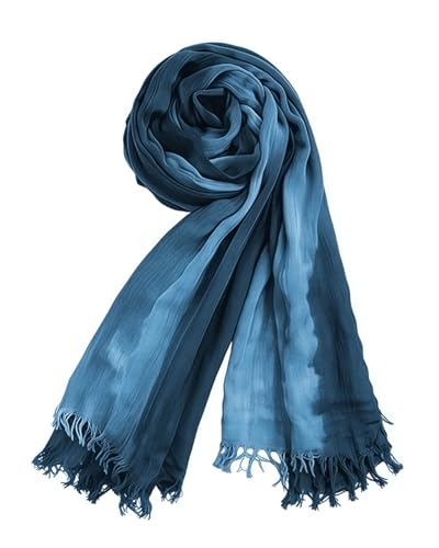 Women’s Gradient Tie Dye Hijab Scarf Soft Cotton Linen Headscarf Shawl Crinkle Printed Muslim Head Wrap - color: Color 4