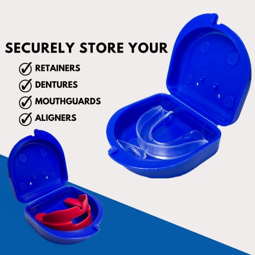 Dental Retainer Cases with Vent Holes, Red, 2 Ct | High-Impact Durable Plastic, Write on ID Labels, 1-1/4" Depth, Stores Retainers, Aligners, Mouthguards, and Night Guards - color: Red