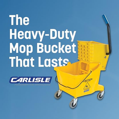 Carlisle FoodService Products 26 Qt Mop Bucket with Side Wringer, Yellow | 18.5 x 16.5 x 16.5 in, 34.25-in Handle Height, Polypropylene, 50,000-Cycle Wringer, Non-Marking Casters, Assembly Required - color: Yellow