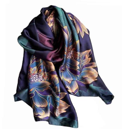 Xyueanlo Scarfs for Women Lightweight Scarves Fashion Print Floral Pattern Head Scarf Wraps Shawls - color: Flower Purple