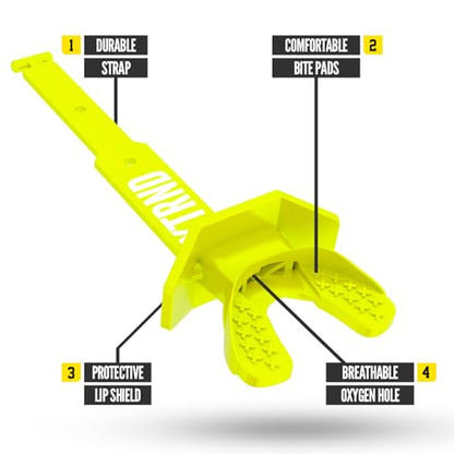 Nxtrnd Two Pro Football Mouth Guard, Permanent Strap, Fits Adult & Youth (Neon Yellow) - color: Neon Yellow