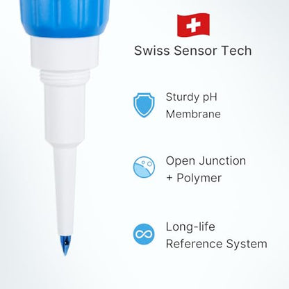 Apera Instruments Premium Series PH60S Food pH Meter Tester Kit with Food-Grade Swiss Spear pH Electrode, ±0.01 pH Accuracy, -2.00-16.00 pH Range (AI313) - style: For Food Samples