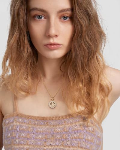 POTESSA 18K Gold Plated Pendant Necklace Medallion Coin Heart Y Shaped Chain Toggle Necklace for Women Jewelry - color: CZ Cross