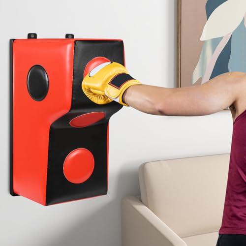 Wall Boxing Punching Pad, Wall Mount Uppercut Boxing Heavy Bag - color: Red+Black