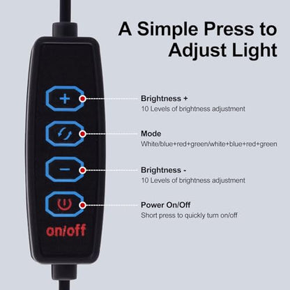 7W LED Small Aquarium Light, Betta Fish Tank Light for 1-5 Gallon, Kyymentto Clip on Fish Tank Light, Mini Aquarium Light with Adjustable Brightness, Nano Tank Light for Plants.
